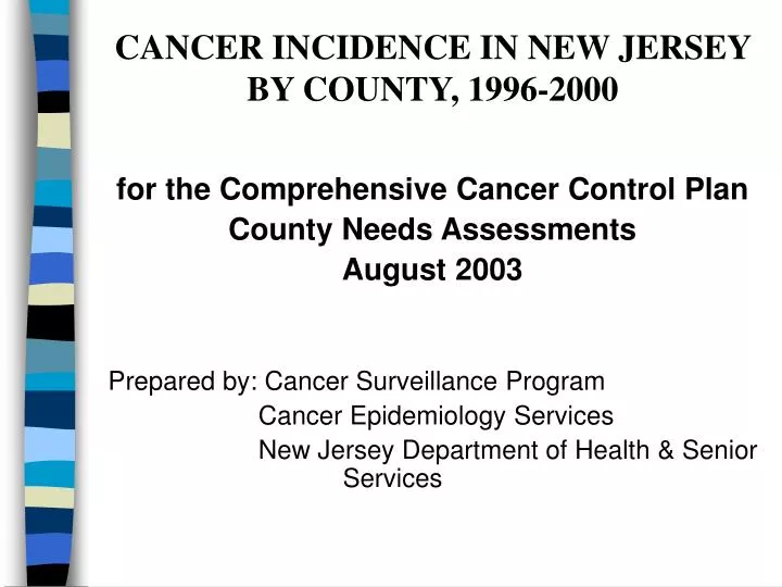 cancer incidence in new jersey by county 1996 2000
