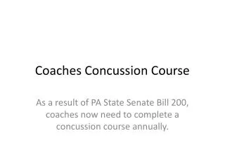 Coaches Concussion Course