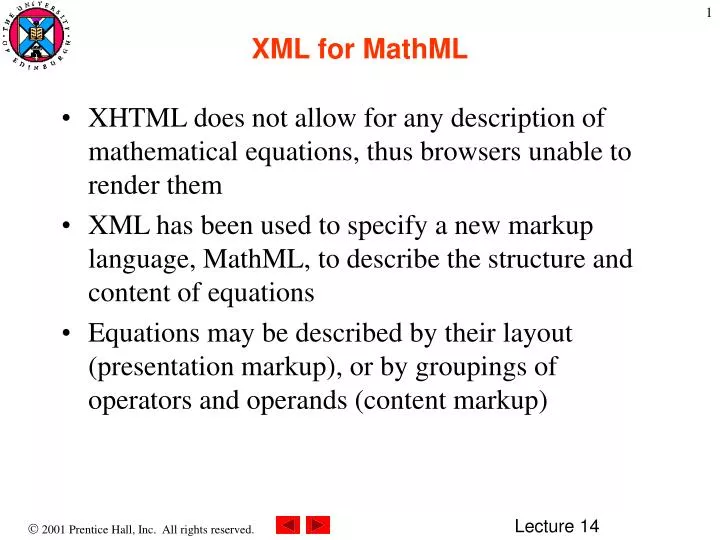 xml for mathml