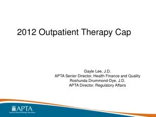 2012 Outpatient Therapy Cap