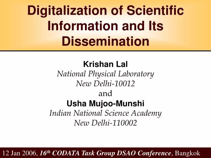 digitalization of scientific information and its dissemination