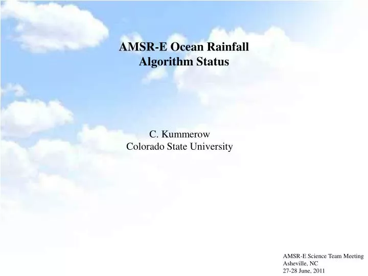 amsr e ocean rainfall algorithm status