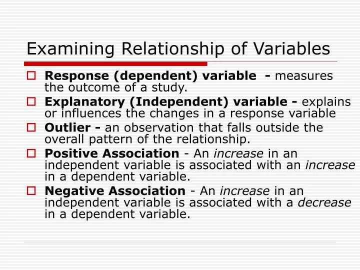 examining relationship of variables