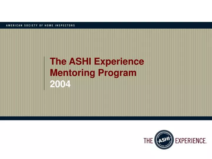 the ashi experience mentoring program 2004
