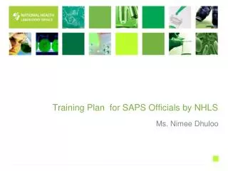 Training Plan for SAPS Officials by NHLS
