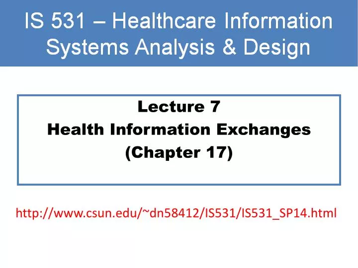 lecture 7 health information exchanges chapter 17