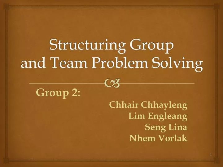 structuring group and team problem solving