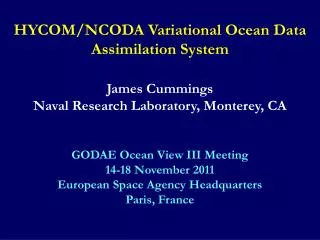 HYCOM/NCODA Variational Ocean Data Assimilation System
