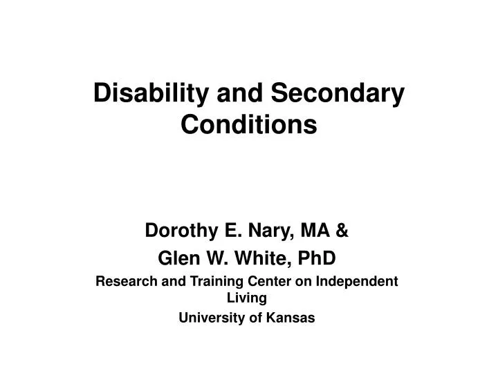 disability and secondary conditions