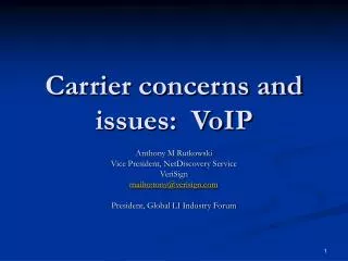 Carrier concerns and issues: VoIP