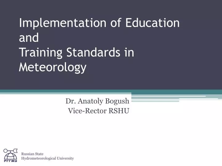 implementation of education and training standards in meteorology