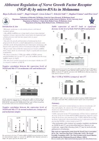 Abberant Regulation of Nerve Growth Factor Receptor (NGF-R) by micro-RNAs in Melanoma