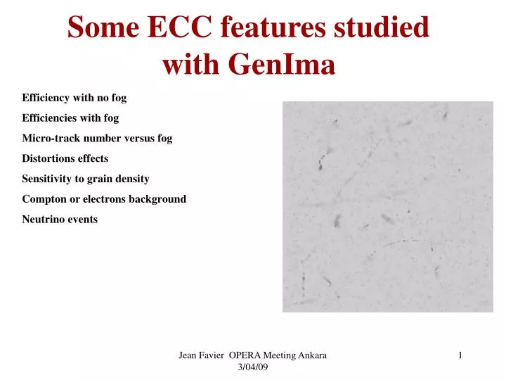 some ecc features studied with genima