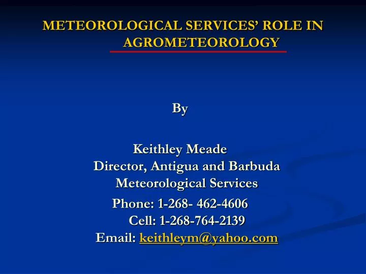 meteorological services role in agrometeorology