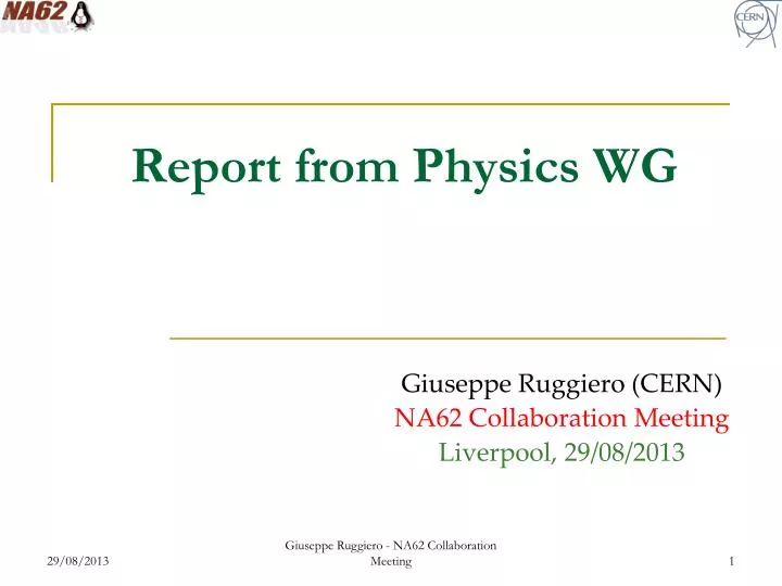 report from physics wg
