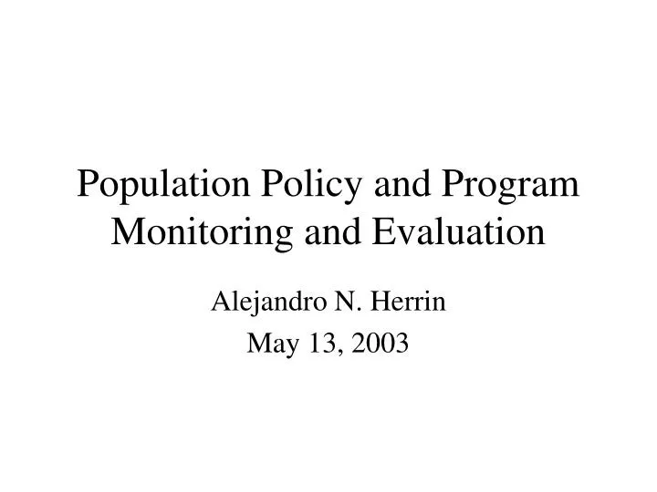 population policy and program monitoring and evaluation