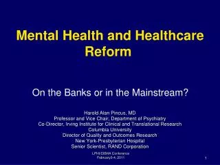 Mental Health and Healthcare Reform