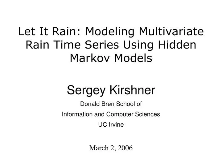 let it rain modeling multivariate rain time series using hidden markov models