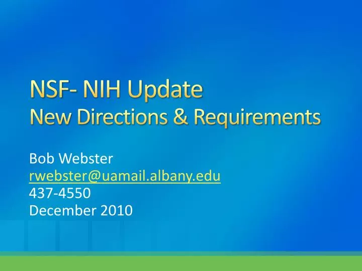 nsf nih update new directions requirements
