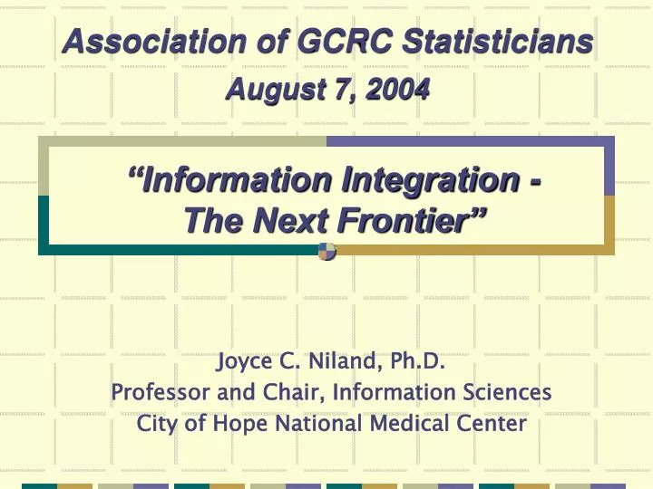 association of gcrc statisticians august 7 2004