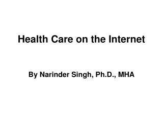 Health Care on the Internet