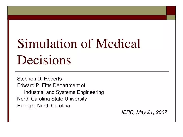 simulation of medical decisions