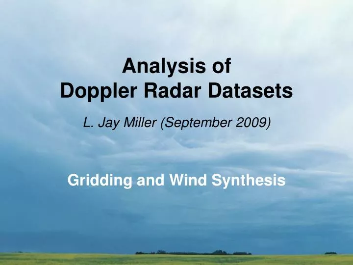 analysis of doppler radar datasets