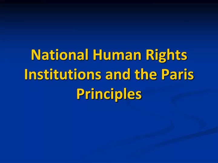 national human rights institutions and the paris principles