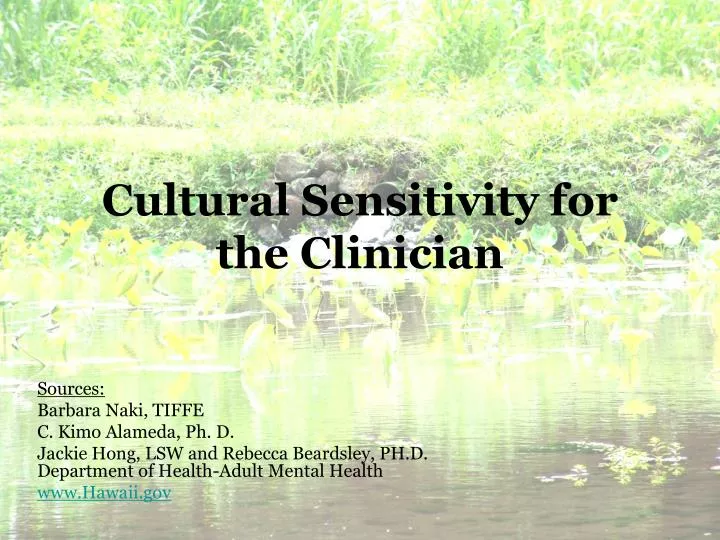 cultural sensitivity for the clinician