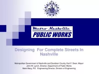 Designing For Complete Streets In Nashville
