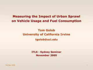Measuring the Impact of Urban Sprawl on Vehicle Usage and Fuel Consumption