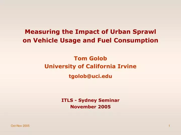 measuring the impact of urban sprawl on vehicle usage and fuel consumption
