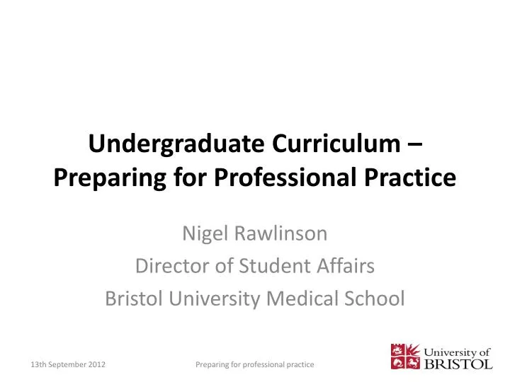 undergraduate curriculum preparing for professional practice