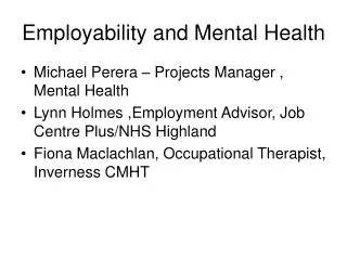 Employability and Mental Health