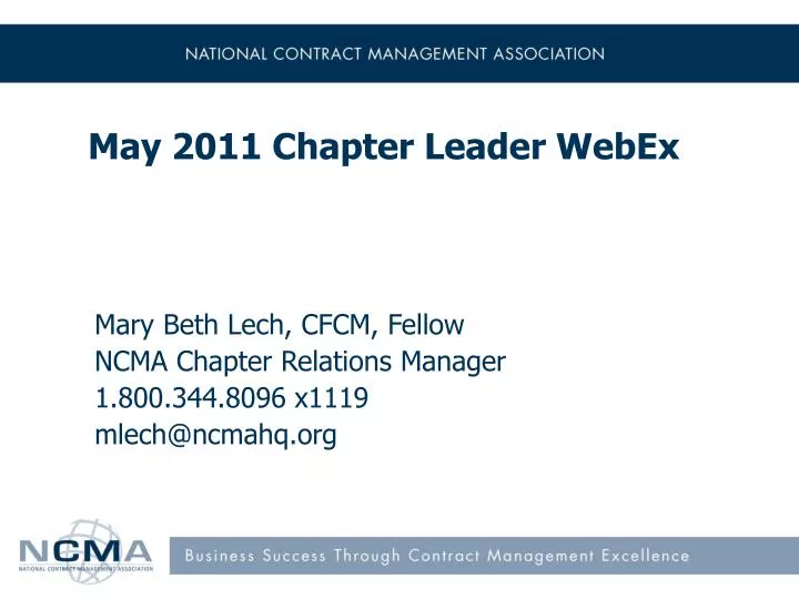 may 2011 chapter leader webex