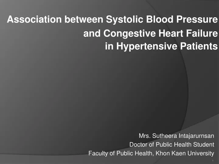 association between systolic blood pressure and congestive heart failure in hypertensive patients