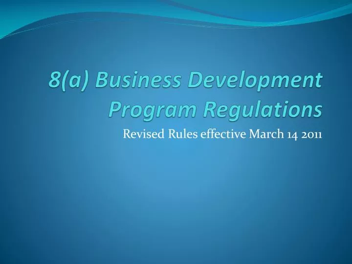 8 a business development program regulations
