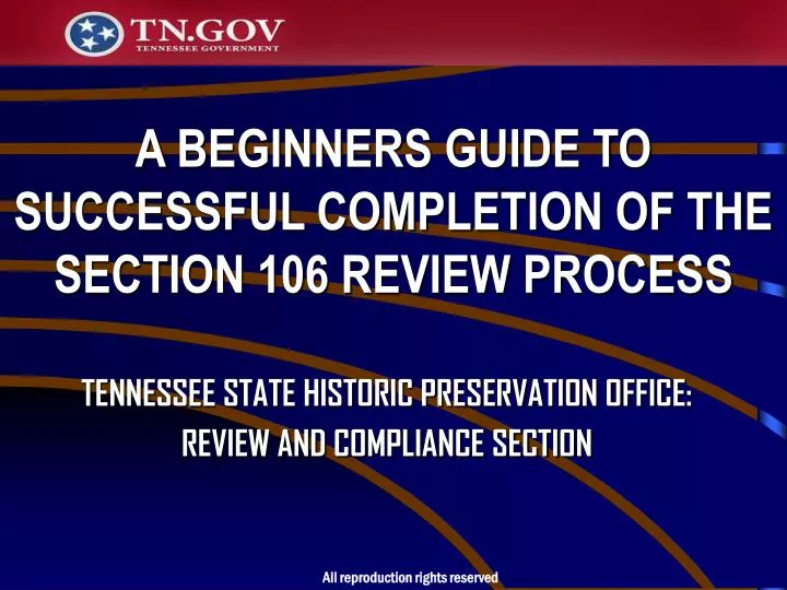 a beginners guide to successful completion of the section 106 review process