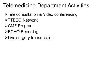 Telemedicine Department Activities