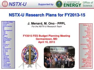 NSTX-U Research Plans for FY2013-15