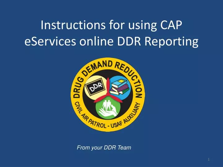 instructions for using cap eservices online ddr reporting