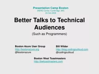 Better Talks to Technical Audiences