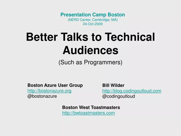 better talks to technical audiences