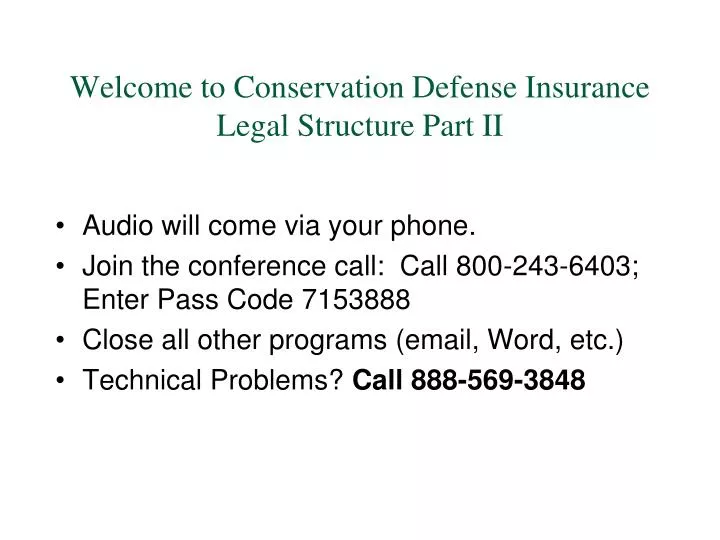 welcome to conservation defense insurance legal structure part ii