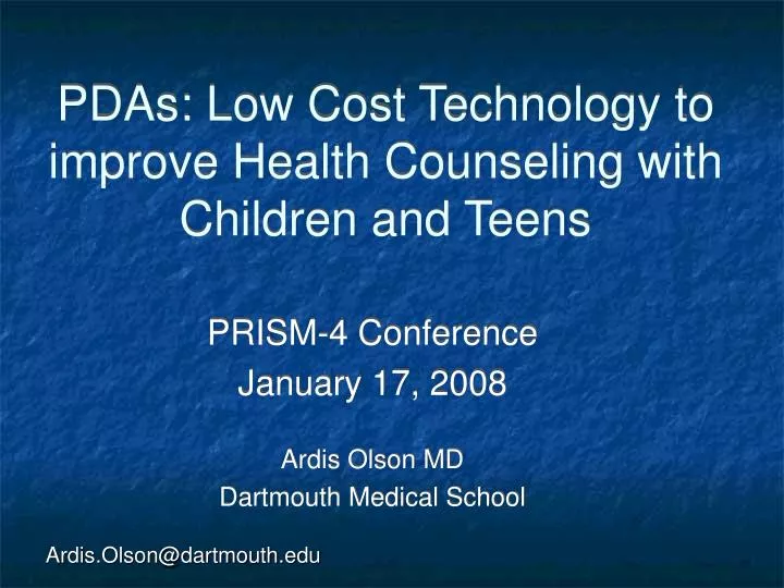 pdas low cost technology to improve health counseling with children and teens