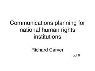 Communications planning for national human rights institutions