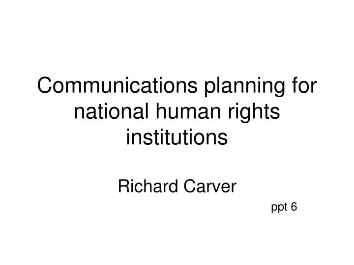 communications planning for national human rights institutions