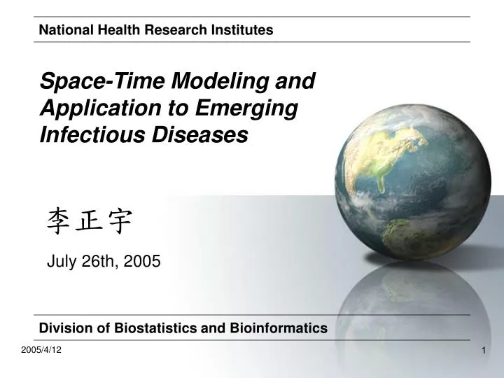 space time modeling and application to emerging infectious diseases