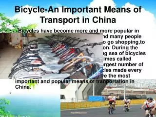 Bicycle-An Important Means of Transport in China