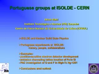 Portuguese groups at ISOLDE - CERN